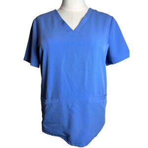 FIGS Technical Collection Ceil Blue Casma 3-Pocket V-Neck Scrub Top - Medium